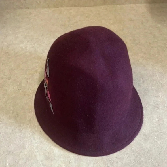 Albertus Swanepoll Burgandy 100% Wool Cloche Hat with Colorful stones - Picture 3 of 9